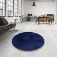 thumbnail image 3 of Ahgly Company Indoor Round Abstract Denim Dark Blue Oriental Area Rugs, 4' Round, 3 of 6