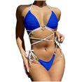 thumbnail image 1 of Qertyioot Women Bandeau Bandage Bikini Set Love Drawstring, 1 of 6