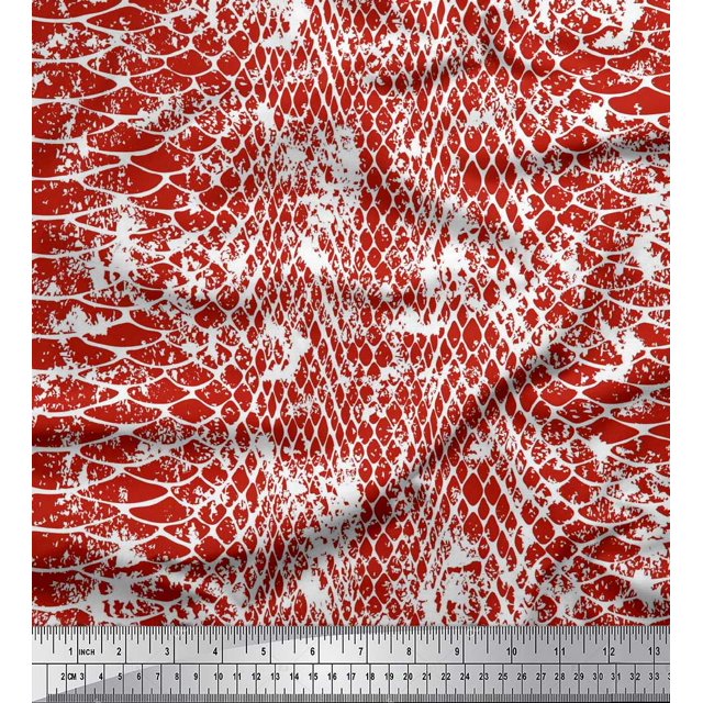 Soimoi Polyester Crepe Fabric Snake Animal Skin Print Fabric by The Yard 42 Inch Wide
