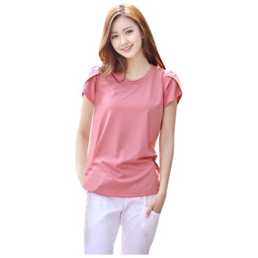 Babysbule Womens Summer Tops Clearance Fashion Womens Plus Size Loose Short Sleeve Pullover O-Neck Tops Casual T-Shirt