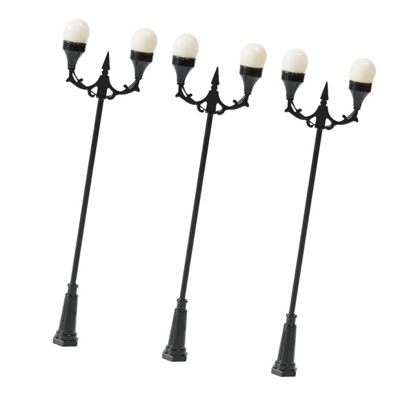 jiaping 3 Pieces Model Railway Lamps Miniature Pole Street Lamp Scene Lighting Decor for white