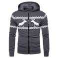 thumbnail image 1 of Cardigan à Capuche à Fermeture à Glissière Imprimé Faon de Noël pour Hommes, 1 of 3