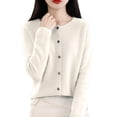 thumbnail image 2 of Baberdicy Haut en Tricot Uni pour Femme, Cardigan à Col Rond Ouvert à l'Avant, Cardigan Uni à Col Rond, Chandail en Tricot Décontracté, Haut de Tous les Jours Beige G, 2 of 5