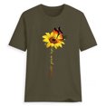 thumbnail image 3 of Blouse Été Manches Courtes T-shirt Imprimé Tournesol Femmes Femmes Tournesol Blouse Col Rond Top, Vert, S, 3 of 5
