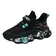 Wxirdiow Girls Sneakers Toddler Big Kids Shoes Boys Girls Breathable Sneakers Athletic Running Shoes Size for 9.5-10 Years,Blue
