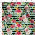 thumbnail image 3 of Soimoi Tissu en Poly Georgette Vert Rayé & Roses Grandiflora Imprimé Floral 1 Yard 52 Pouces de Large, 3 of 4