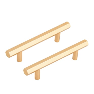 Era Hexagon Pulls Brushed Gold, Metal Pulls W/Screws for Drawers and Cabinets 2-Pack