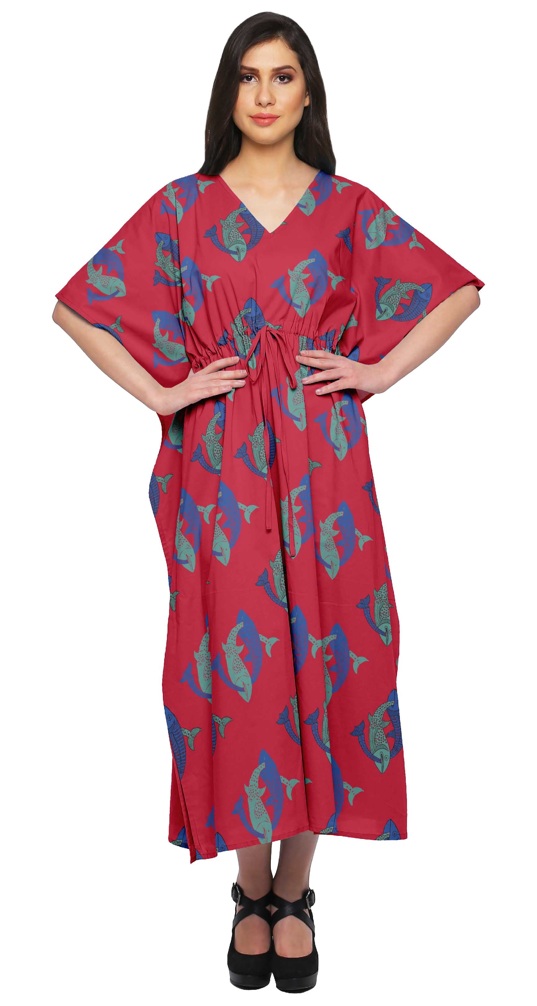 Moomaya Sortie de Plage Kaftan pour Bikini, Robe Caftan Longue Maxi pour Femmes - L-XL