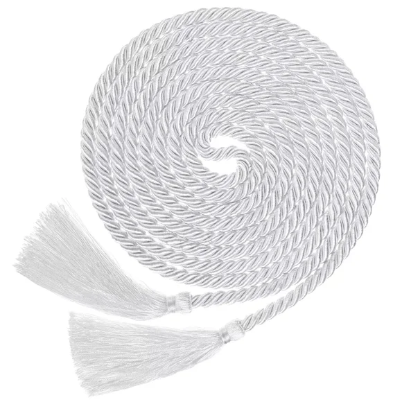 Vensio Corde de Clergé Blanche de 153 Pouces avec Pompons, Alba, Peignoirs, Gilets, Décor Cérémoniel pour Prêtre, Diacre