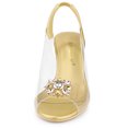thumbnail image 2 of BLISSFUL STEP Sandales à Talons Compensés Transparentes pour Femmes avec Strass Or (Taille 8), 2 of 6