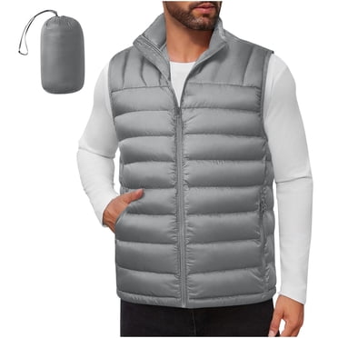 Kalauyu Gilet Matelassé Léger et Compact pour Homme, Vêtement d'Extérieur Isolé d'Hiver Sans Manches pour la Randonnée, la Course et le Voyage