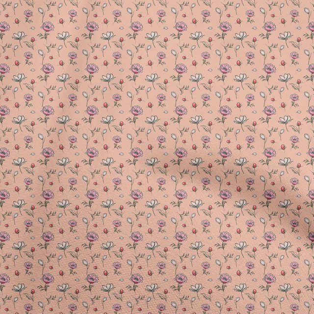 oneOone Silk Tabby Dark Peach Fabric Floral Sewing Craft Projects Fabric Prints By Yard 42 Inch Wide