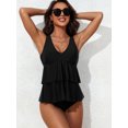 thumbnail image 2 of Beautyin Womens V-neck Ruffle Tankini Tops Layered Padded Swimsuits Top UPF 50+ Flowy Bathing Suits Swimwear Top Only, 2 of 6