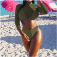 thumbnail image 1 of EGNMCR Bikini Set Women With Chest Pad Without Underwire Long Sleeve Mesh Three Piece Set Swimsuit, 1 of 8