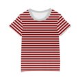 thumbnail image 4 of Penkiiy T-Shirts à Manches Courtes à Blocs de Couleur Rayés pour Filles, Col Rond Décontracté, Été, Mignons, Hauts Tee 4-13 Ans Rouge, 4 of 4