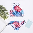 thumbnail image 2 of Kcodviy 2 Pcs Girl Swimwear Girls Bikini Floral Tops Drawstring Bikini Little Girl Bathing Suits Bottoms Suit Girls Suit Bathing Suit for Girls Bikini New Split Water Drop Print Bikini, 2 of 7
