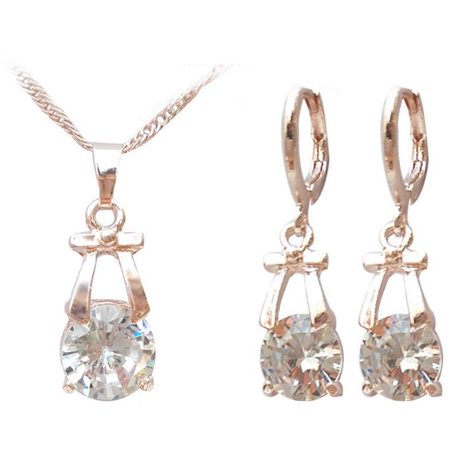 Ensemble de Bijoux de Mariage Mode Collier Boucles d'Oreilles en Strass Ensemble de Bijoux de Mariée