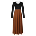 thumbnail image 4 of Robes pour Femmes Robe Maxi pour Femmes Unie à Manches Longues à Col Rond à Enfiler Robe Patchwork Robes Courtes P-77 Café S, 4 of 5