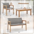 thumbnail image 3 of Gymax 4 Pieces Outdoor Furniture Set Acacia Wood Frame Sofa Set w/ Rattan Seat, 3 of 10