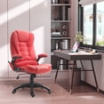 thumbnail image 2 of HOMCOM Chaise de Bureau Exécutive avec Massage et Chaleur, Chaise d'Ordinateur, Rouge, 2 of 10