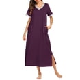 thumbnail image 1 of QIPOPIQ Robes pour Femmes avec Poches Manches Courtes Col en V Fente Latérale Vêtements de Nuit Robe d'Été Robe Longue Offres 2023, 1 of 4
