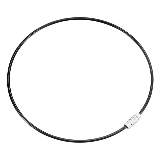 Unique Bargains Câble de Boucle de Porte-Clés en Acier Inoxydable Enduit de PVC de 300mm de Longueur Noir 4 Unités