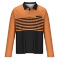 thumbnail image 4 of RXIRUCGD Hommes Décontracté Uni à Rayures à Boutons Manches Longues Col Rabattu Blouse Chemise Hauts, Orange, Taille : M, 4 of 5