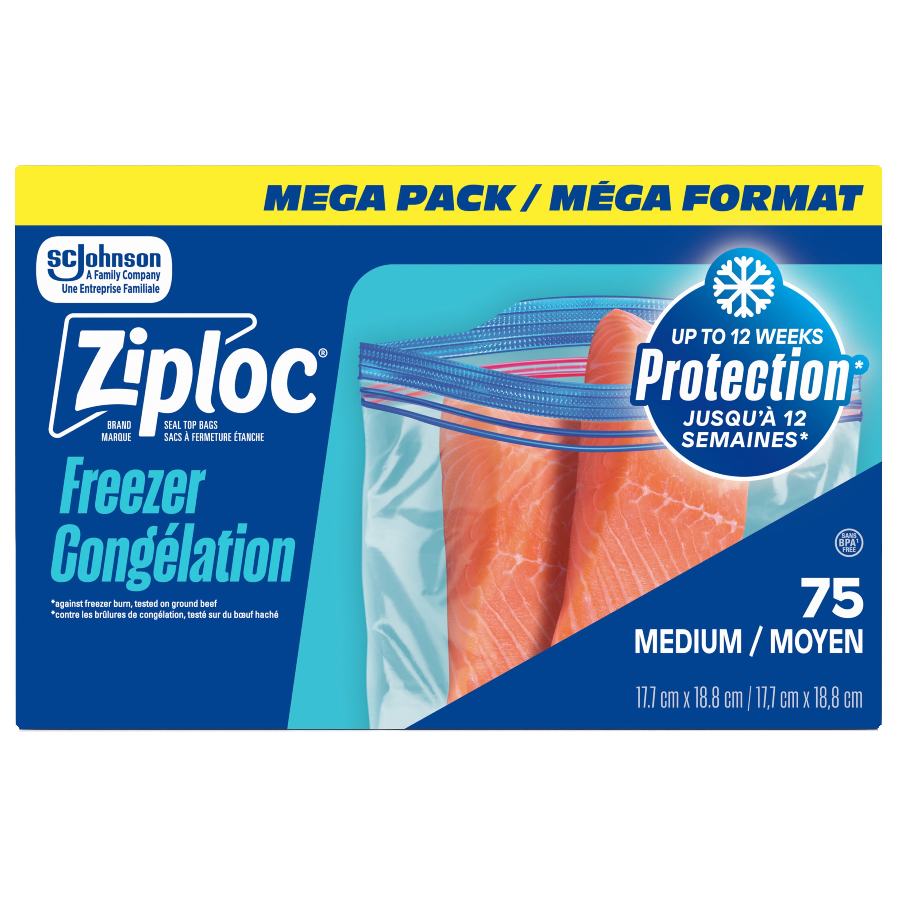 Ziploc Freezer Bags, Seal Top, 75 Bags - Walmart.ca