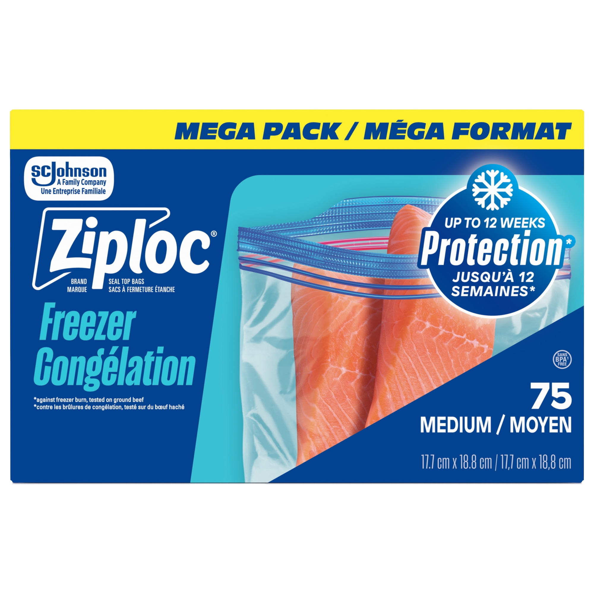 Ziploc Freezer Bags, Seal Top, 75 Bags - Walmart.ca