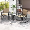 thumbnail image 4 of Gymax 3 Piece Patio Rocking Set 2 Rocking Chairs w/ Tempered Glass Side Table Brown, 4 of 10