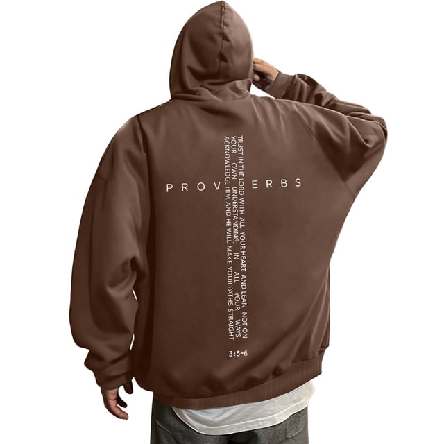 Chandail à Capuchon Rétro pour Hommes avec Verset Graphique, Tenue Décontractée Inspirante pour Croyants, Chandail Confortable à Enfiler