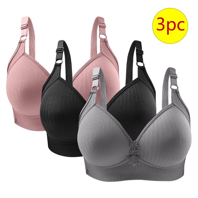Bras for Women, 3PC Womans Solid Color Daily Bra Without Steel Ring Gathering Bras