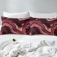 thumbnail image 4 of Ensemble de Draps en Marbre Double Rouge Marbrure Dorée Draps pour Enfants Garçons Filles Ados Motif Pierre Draps Fluides Ensemble de Draps Rétro Art Abstrait Drap Plat, 4 of 6