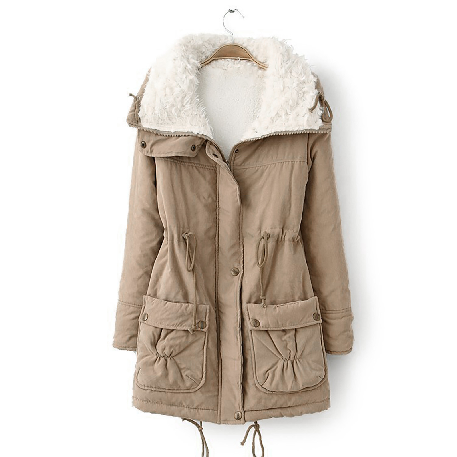 Aboser Womens Winter Coats 2024 Trendy Lapel Parkas Sherpa Fleece Lined Jackets Casual Solid Warm Quilted Jacket Thick Anorak with Pockets