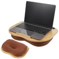 thumbnail image 1 of Lap Desk with Pillow Cushion, Portable Bamboo Laptop Stand with Slot for Tablet / Phone, Lightweight Laptop Desk Tray, Computer Bed Table for Home Travel, Support up to 14" Laptops, 1 of 6