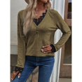 thumbnail image 4 of Haut Tricoté pour Femmes, Col en V, Manches Raglan, Confortable pour le Travail, pour les Rendez-Vous, Gris, Noir, Rouge, Bleu, Kaki, Rose Vif, Couleur Citrouille, 4 of 8