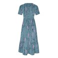thumbnail image 3 of Dvkptbk Robes d'Été pour Femmes 2024 Mode Décontractée Bohème à Fleurs Robes de Plage Manches Courtes Col Rond Robe d'Été Fluide Maxi Robe de Plage Longue Robe Midi de Plage avec Poches P-2TG, 3 of 4