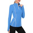 thumbnail image 1 of Women's Long Sleeve Workout Tops Zip Thumb Hole Athletic Running Sweatshirt Pullover, 1 of 6