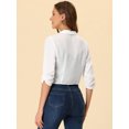 thumbnail image 3 of INSPIRE CHIC Cardigan Léger pour Femme à devant Ouvert, Manches 3/4 Froncées, Revers Châle, Blanc G, 3 of 4