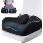 Lolsea Seat Cushion for Office Chair, Memory Foam Office Chair Cushion for Sciatica, Tailbone & Back Pain Relief, Black