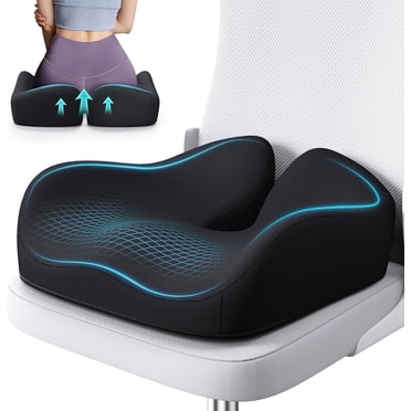 Lolsea Seat Cushion for Office Chair, Memory Foam Office Chair Cushion for Sciatica, Tailbone & Back Pain Relief, Black