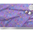 thumbnail image 2 of Soimoi Purple Cotton Duck Fabric Insect,Sun & Cartoon Alphabets Text Print Fabric by The Yard 56 Inch Wide, 2 of 3