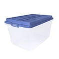 thumbnail image 1 of Hefty Bac de Rangement en Plastique Empilable Hi-Rise de 72 Qt avec Couvercle, Lot de 6, Bleu Baja, 1 of 7