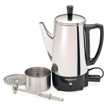 Presto 02822 Stainless Steel Coffee Maker, Classic Percolator, Easy Pour Spout, Silver