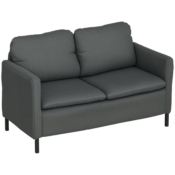 HOMCOM Causeuse 53 Pouces pour Chambre, Canapé Moderne 2 Places avec Pattes en Acier