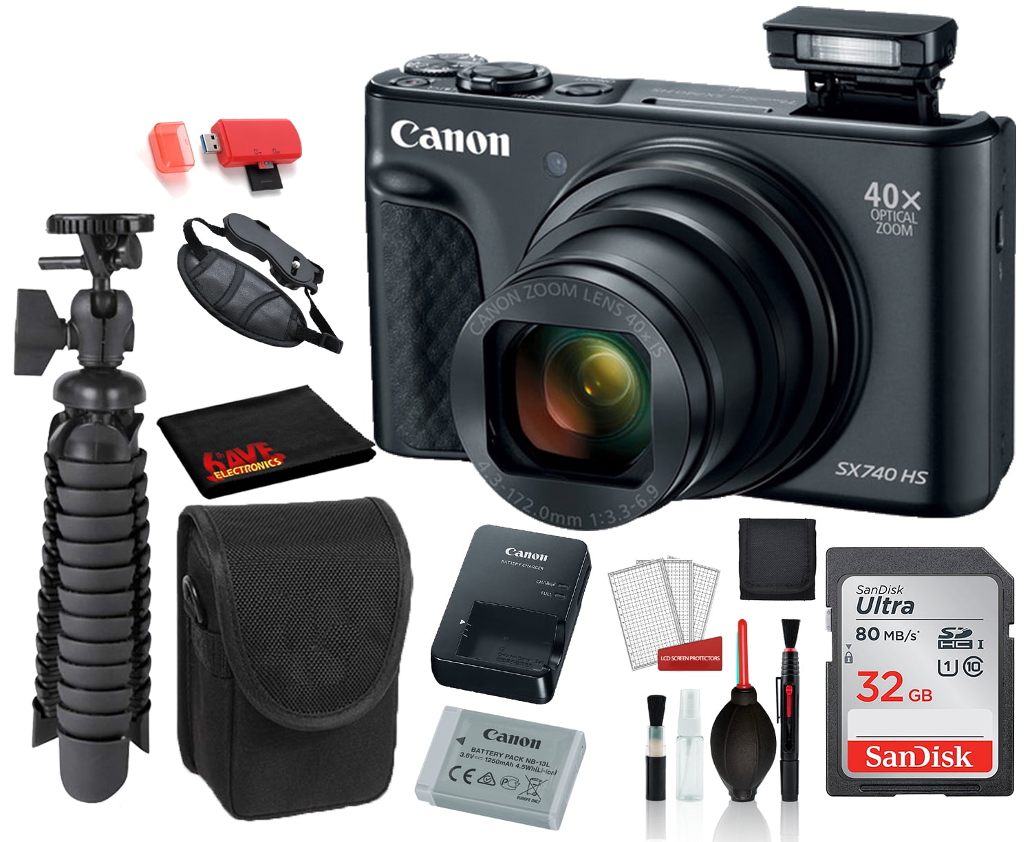Canon PowerShot SX740 HS 本体 +32GBメモリーカード Canon PowerShot SX740 HS Digital Camera (Black) (2955C001) with