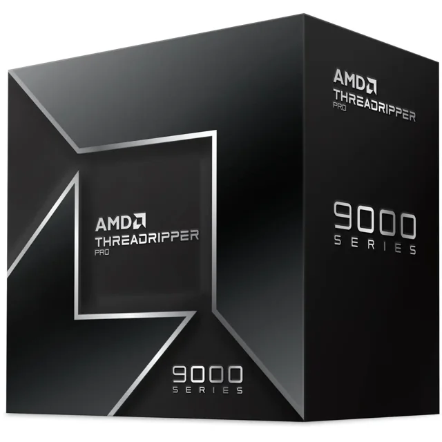 AMD Ryzen Threadripper PRO 9995WX - Ryzen Threadripper PRO 96-Core 2.5 GHz Socket sTR5 350W None Integrated Graphics Processor - 100-100001361WOF front-facing studio view of the AMD retail processor and packaging, listing 96 cores and 192 threads, 2.5 GHz base clock and 350W TDP, sTR5 socket and no integrated graphics. Suitable for workstation compute and often used as a rendering or virtualization node.