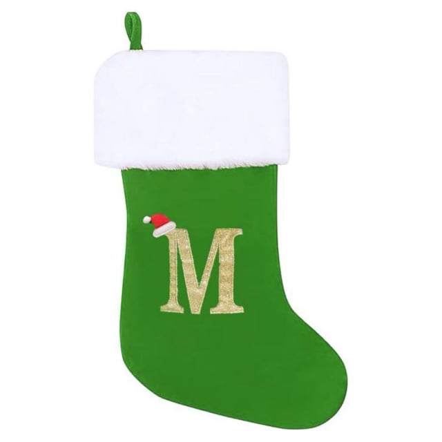 SUTENGDA 20 Inches Monogram Christmas Stockings Red Velvet with White Super Soft Plush Cuff Embroidered Xmas Stockings Classic Personalized Stocking Decorations for Family Holiday Season