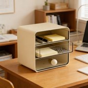 Vacemry Desktop Clear Drawer Organizer, Plastic Stationery Storage And Journal Holder Drawer Style Shelf For Office Desk Dormitory Study Vanity Table Home Decor