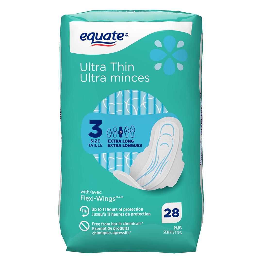 Equate Extra Long Super Ultra Thin Pads with Flexi-Wings®